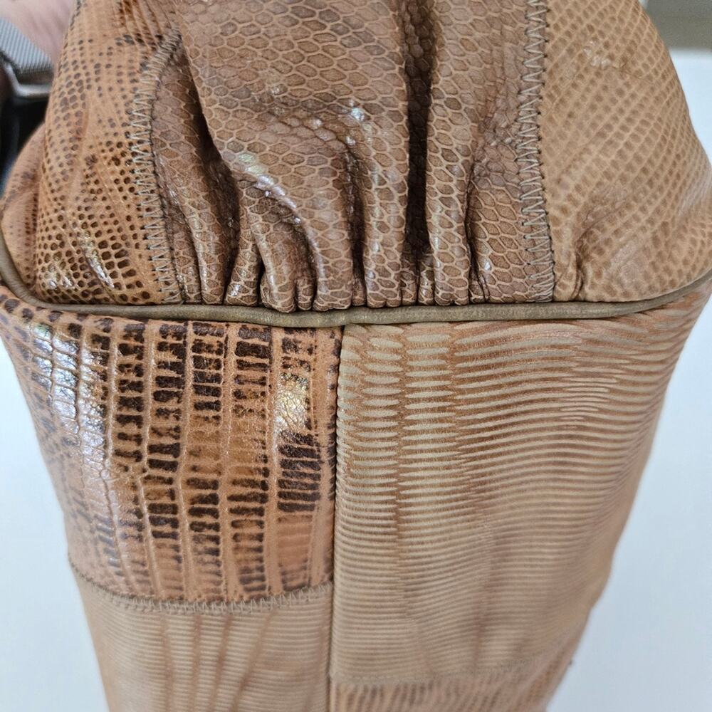 Vintage Sharif Patchwork Leather Crossbody Bag Boho Maximalist Reptile Embossed - Picture 7 of 13